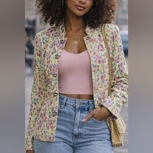 L - Tudor Court | Colourful Cheetah Print Jacket with Silver Cage Buttons